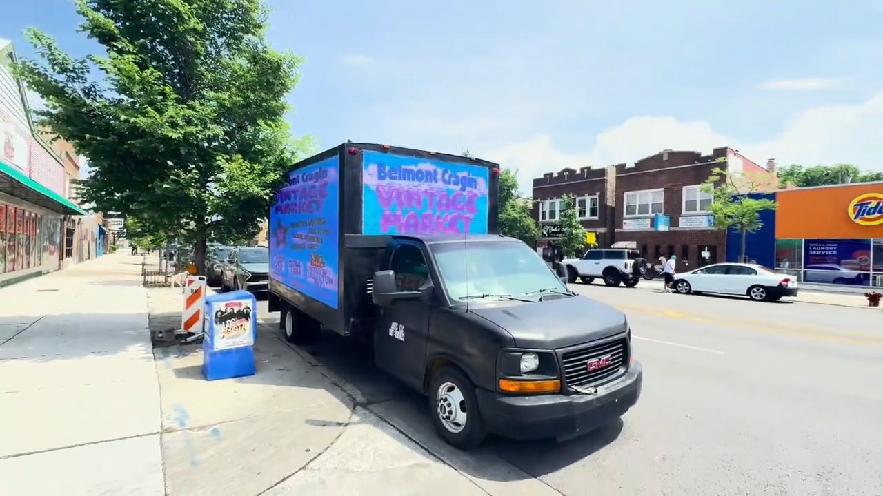 Second route pass — Belmont Cragin Vintage Fest LED billboard truck, Chicago