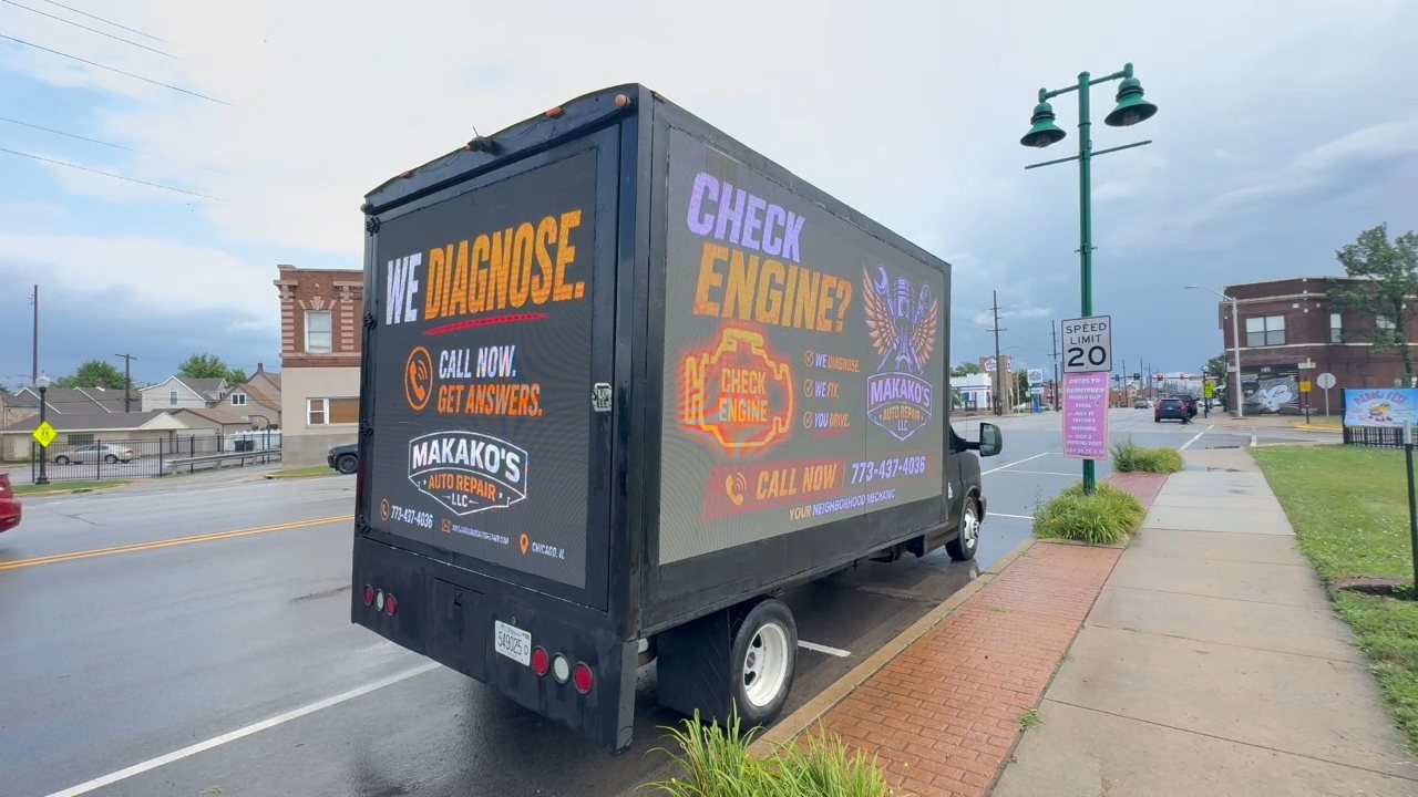 Second route pass — Makako's Auto Repair mobile billboard campaign