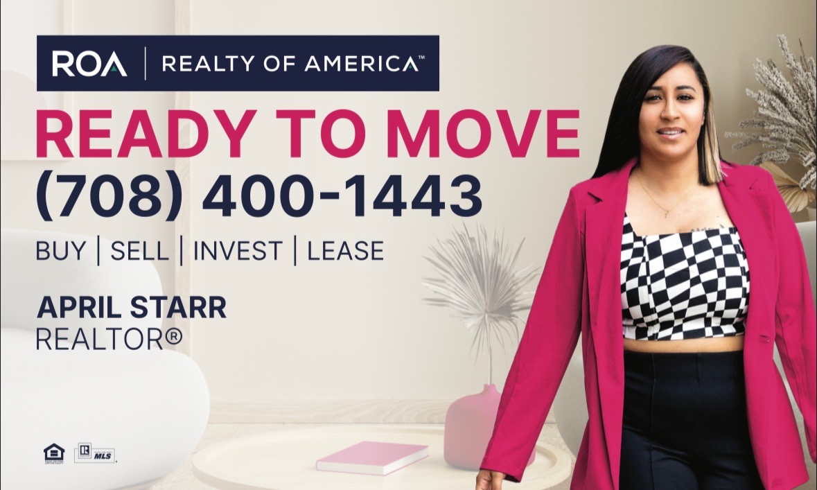 Full Realty of America LED board creative featuring April Starr, Ready to Move, and contact details