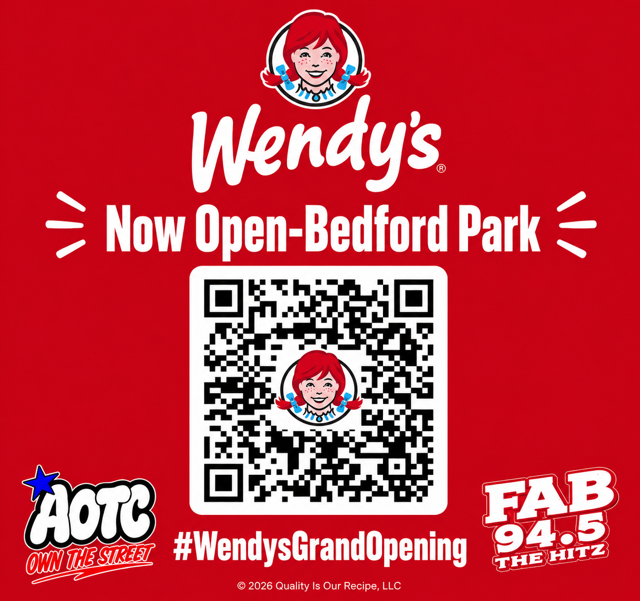 Wendy's grand opening LED panel with scannable QR code